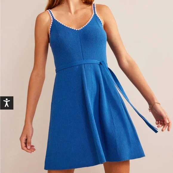 Boden NWT Crochet-Trim Knitted Ribbed Midi Dress M 8R - Picture 1 of 6